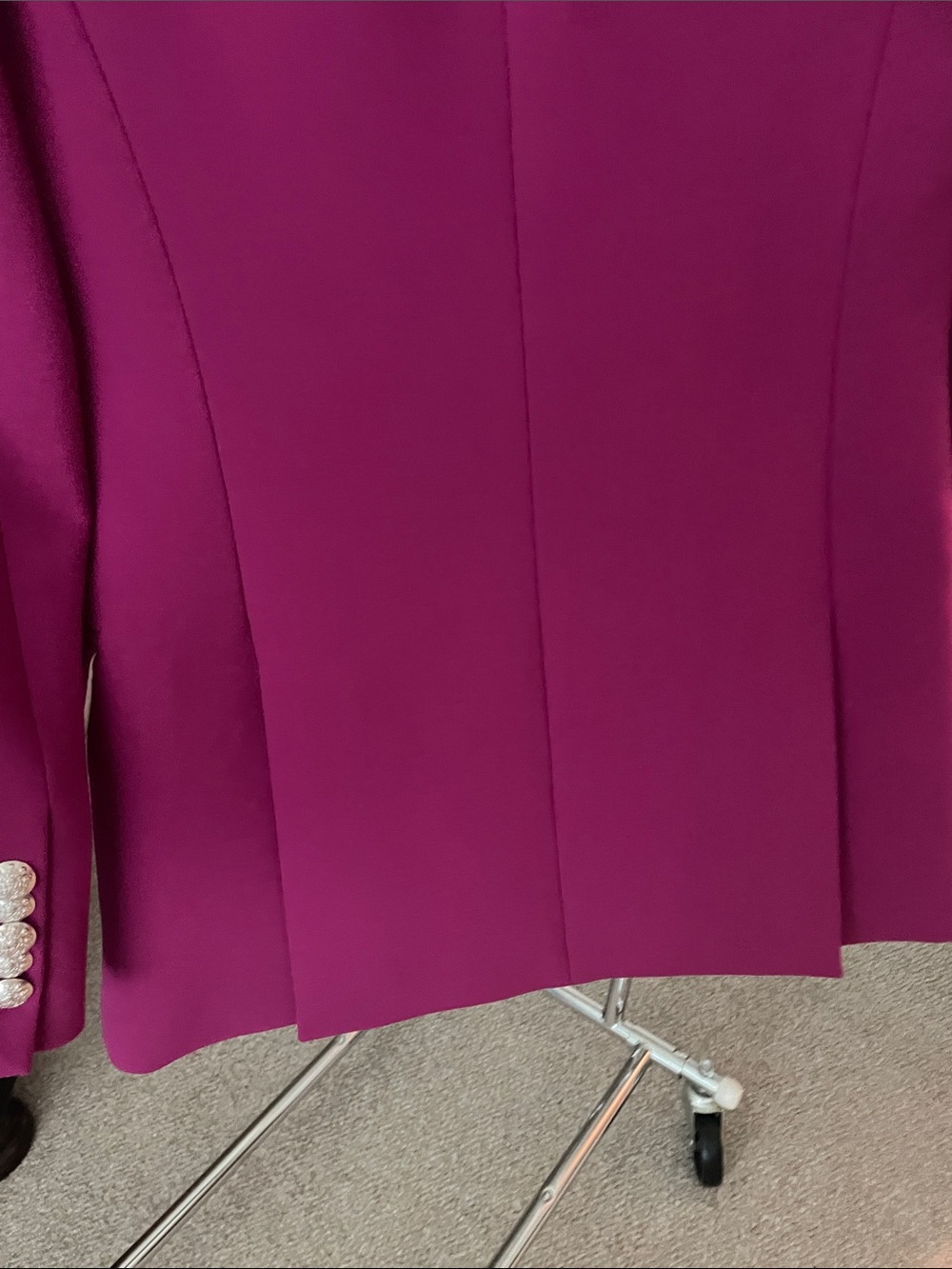 Veronica Beard Double-Breasted Magenta Blazer with Decorative Silver Buttons - Picture 4 of 8